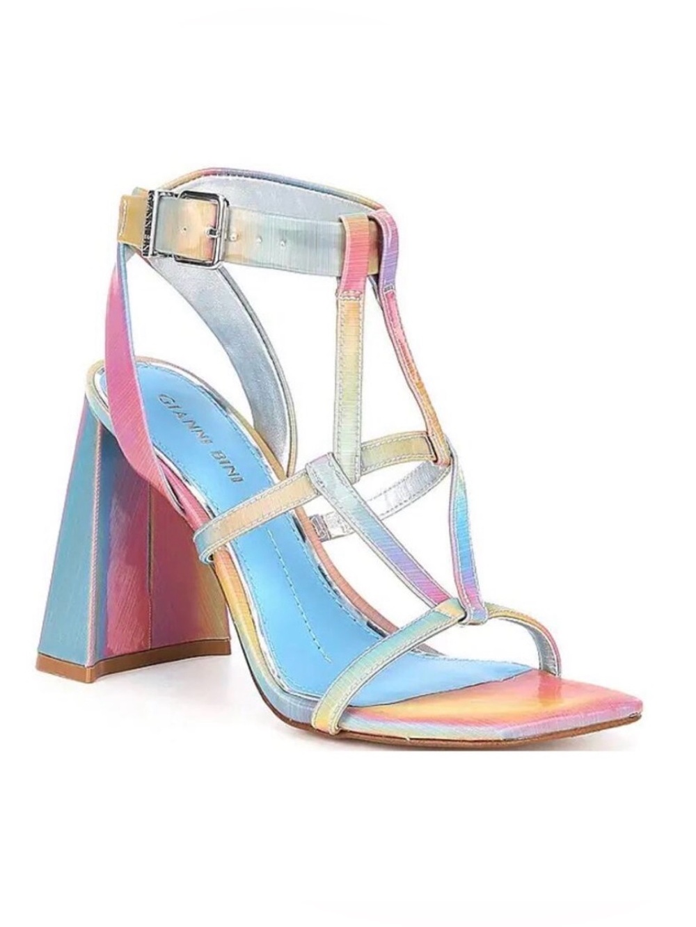 Gianni Bini Bexxlie Iridescent Rainbow Strappy Square Toe Sandals